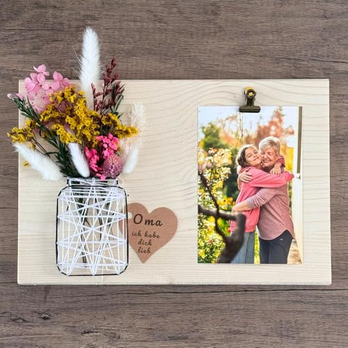 NYGRO Bastelspaß, Nagelbild Kunstwerk mit Trockenblumen, Geschenke für Frauen, Personalisierte Geschenke, Mama Geschenk, Hochzeitsgeschenke für Brautpaar, Oma Geschenk - Komplettes DIY-Set 20x30 cm