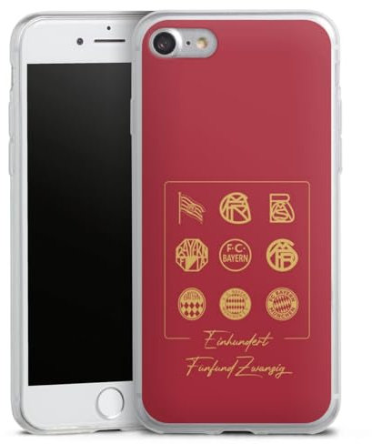 Slim Case extra dünn kompatibel mit Apple iPhone 7 Silikon Handyhülle transparent Hülle FC Bayern München FCB 125 Jahre Fanartikel