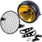 XUEZHEN Motorrad Scheinwerfer，Zusatzscheinwerfer Motorrad Retro Vintage Motorrad Universal Side Mount 35w 6,5 Zoll Bernsteinscheinwerfer mit Grill + Halterung Kit