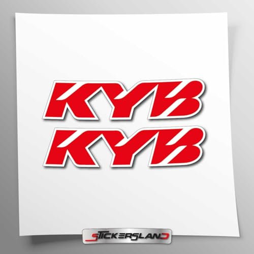Kit adesivi compatibile con forcelle KYB | adesivi per moto forcella | Vinile Adesivo FACILE APPLICAZIONE Stampa UV | Stickersland® (Rosso Stampa V2)