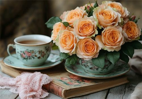 Puzzle 1000 Teile Erwachsene Rose 75x50cm,1000pcs Klassische Puzzles Tasse Anspruchsvoll Jigsaw Spielzeug Puzzlespiel Lernspiel Impossible Holzpuzzle Geeignet für alle Altersgruppen Geschenk P-49