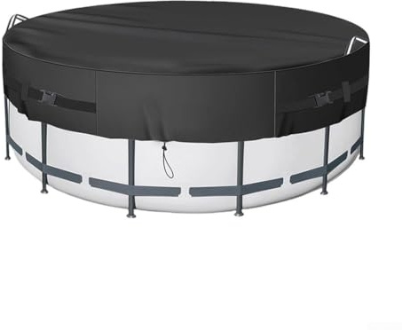 Bâche de piscine ronde pour piscines de 2,4/3,0/3,7 m, fabriquée à partir de tissu Oxford 210D, garde votre piscine propre et sûre, solution efficace d'économie d'énergie (3 m)