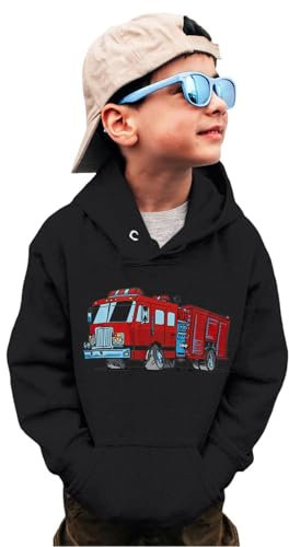 Generico Felpa Invernali Ragazza Felpe da Ragazzo Girocollo Camicia da Camion Dinosauro Pullover a Maniche Lunghe Top T-Shirt Maglione Lungo Vestito (Black, 4-5 Years)