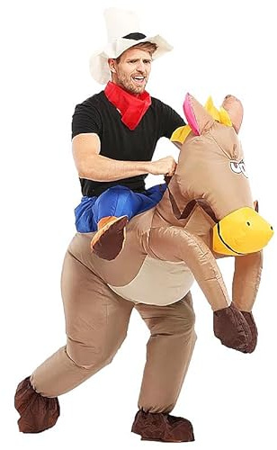 XUBX Disfraz inflable de caballo para adultos y niños, disfraces inflables para hombres y mujeres, disfraces de Halloween, disfraz inflable de caballo para adultos, disfraz elegante, fiesta de