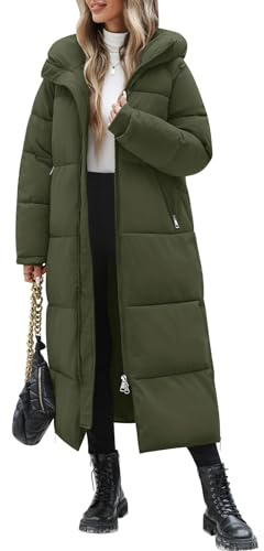 Yuson Girl Women's Long Coats Winter Jackets for Women Quilted Padded Coats Elegant Thermal Ladies Puffer Jackets Zipper Hooded Parka Overcoat Water Repellent Windproof Outerwear