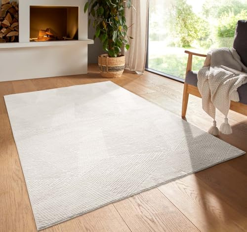 Taracarpet Kurzflor Boho Vintage Teppich waschbar, pflegeleicht geeignet für Wohnzimmer, Schlafzimmer und Kinderzimmer Kinderteppich auch als Badematte Badzimmerteppich Creme Fresco 300x400 cm