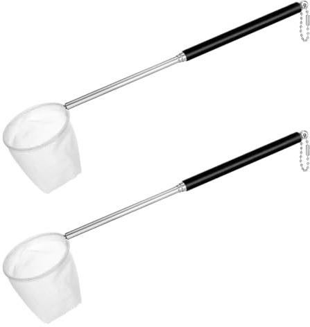 2 PCS Aquarium Shrimp Net, Small Fishing Nets for Fish Tank with Extendable Stainless Steel Handle, Fine Mesh Aquarium Net for Fish Shrimp Tank Pond Creek Food Residue and Debris Skimming
