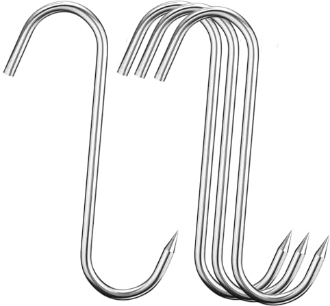 Heavy Duty Alazco carne in acciaio INOX – Gancio da macellaio trasformazione Wild Game, grande, caccia, pesca, carcassa Hanging s-hook 4pc (9) Steel