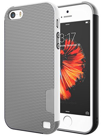 Jeylly for iPhone 5/5S/SE Csae, [3 Color] Slim Hybrid Impact Rugged Soft TPU & Hard PC Bumper Shockproof Protective Anti-slip Case Cover Shell for iPhone 5/5s/SE - Light Gray
