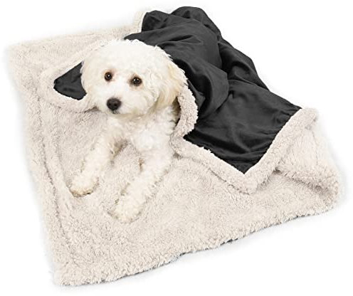 Pawsee Fleece Haustierdecke Flauschig Waschbar Sherpa Plüsch Kuscheldecke Hundebett für Hunde Welpen Katzen, 114 x 76cm