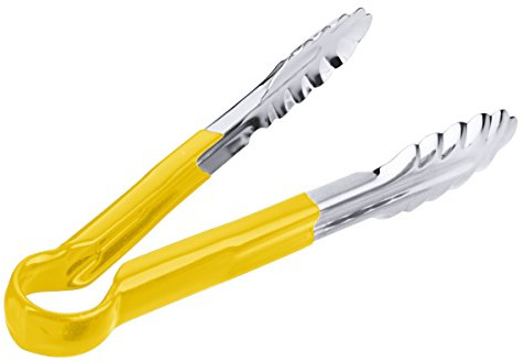 Contacto Zange HACCP aus Edelstahl, 24 cm, Küchenzange, Griff mit farbigem Vinyl-Überzug, schwere Qualität, gelb