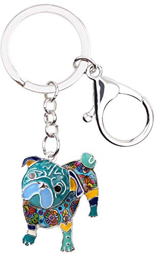 Weveni Schlüsselanhänger mit Mops-Motiv, Emaille, Legierung, Schmuck für Frauen und Mädchen, Tasche, Auto, Geldbörse - Blau - 37mm x 29mm