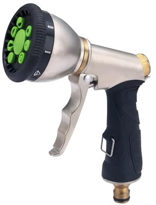 Pistola de Riego de Metal con Mango de Goma Antideslizante y Chorro Múltiple AROZ
