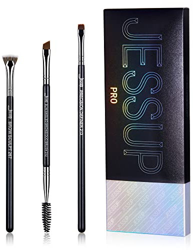 Jessup Lot de Pinceaux Maquillage Professionnels pour Sourcils,Sculpture de PréCision,Pinceaux à Bobine à Angle Plat, Poils Synthétiques Sans Cruauté Envers les Animaux 3 Pièces,T326