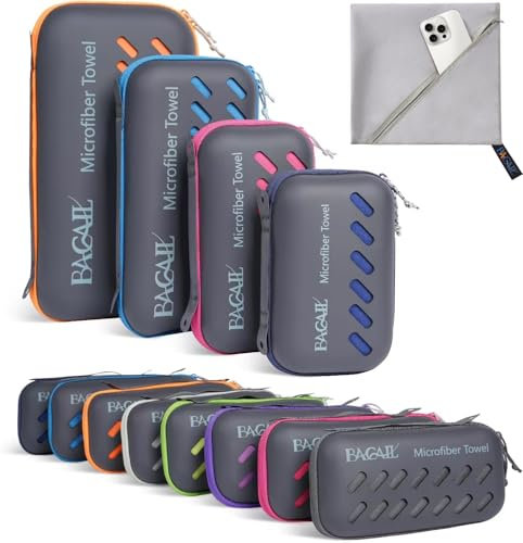BAGAIL Mikrofaser Handtuch - Kompakt, Ultra Leicht, Schnelltrocknend - Microfaser Handtücher mit Atmungsaktive Eva Box - Perfekte Sporthandtuch, Strandhandtuch, Reisehandtuch und Badehandtücher