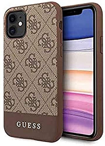 Guess Hülle Glitter 4G Stripe Collection für iPhone 11, braun