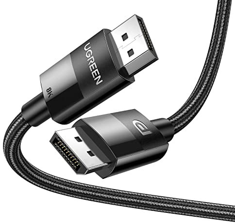 UGREEN Cable DisplayPort 1.4, 8K 60Hz UHD DP Soporte 4K 144Hz 2K 165Hz Freesync G-Sync HDR 3D Alta Velocidad 32.4Gbps, Compatible con Tarjeta Gráfica TV Monitor, 2Metros