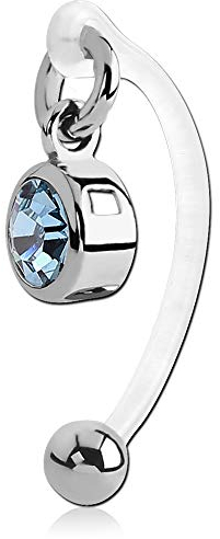 viva-adorno Intimpiercing KVV Christina Bioflex Piercing Banane Kristall runder Anhänger Bauchnabelpiercing Z550, aqua