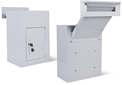 flybold Drop Slot Safes Key Drop Box Mail Slots for Walls Tall Wall Safe Dual Access Dropbox has Tubular Key Locking Anti Fishing Baffle Serves as Mail Catcher Mailbox and Mounted Drop Box Deposit