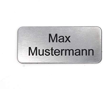 Gravurheim - Briefkastenschild Türschild individuelle Gravur Name | selbstklebend - personalisiert | Kunststoff - Plastik | viele Farben und Größen (8x3,5cm Rechteck abgerundet, Silber-Schwarz)