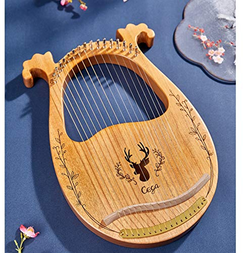 Harfe Instrument 16 Metal Strings Lyre Harfe Mahagoni Lye Harfen Mit Stimmschlüssel Pick Extra Saiten Black Gig Bag,Tutorial-Buch,Zitter Musikinstrument,Gelb