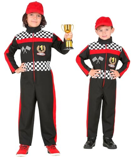 W WIDMANN MILANO Party Fashion - Rennfahrer Kinder Kostüm | Sportler-Kostüm mit Overall für Karneval, Mottoparty und Motorsport-Events