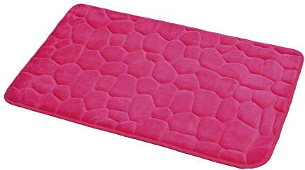 TENDANCE - Tapis memoire de Forme Microfibre Galet 50x80cm - Fuchsia