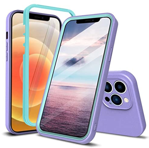 FMPCUON Silicone Liquido Custodia Cover per Apple iPhone 13 PRO Max, Cover Protettiva per Fotocamera con Schermo Intero [Multicolore] 2 en 1 Case per Apple iPhone 13 PRO Max, Viola Caso