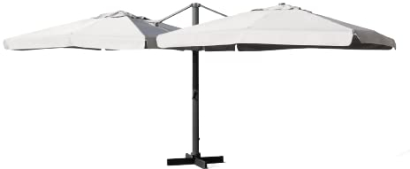 Gruppo Maruccia - Professioneller Doppel-Sonnenschirm für Bars, Gärten, Hotels - Gestell aus Aluminium, wasserabweisend, 3 x 6 Meter, dunkelgrau