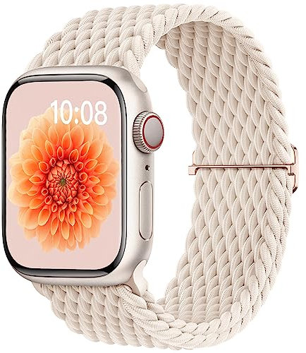 DigiHero Braided Strap Compatible with Apple Watch Straps 38mm 40mm 41mm 42mm 44mm 45mm 49mm, Adjustable Soft Stretchy Elastic Straps Compatible with iWatch Series 8/7/6/5/4/3/SE/Ultra Women Men N