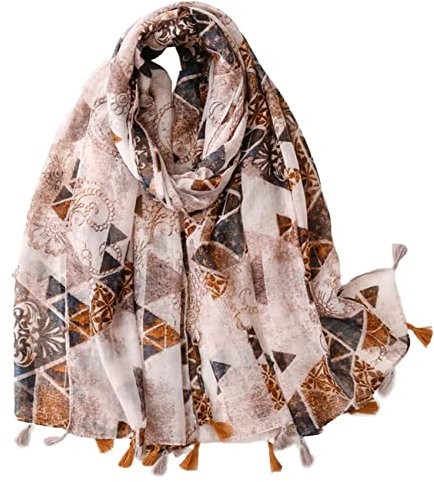 FAIRYGATE Foulard Femme pas Cher Foulards Motif De Peinture d'Art Rétro Écharpe Naturelle d'Automne Hiver Etoles Châle De Plage Toute La Saison Pour Mariage Ou Quotidien 18239