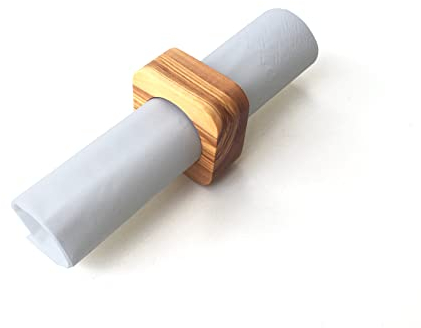 Serviettenring quadratisch Serviettenhalter Holzring Tischdekoration Tischschmuck für Gäste Handgefertigt aus Olivenholz