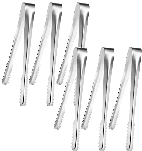 6 Stück küchenzange, 15cm Süßigkeiten Zange Küche Mini Zuckerzange Klein Servierzange Edelstahl Eiszange Set Candybar Zangen für Hochzeit Bar Party (Silber)