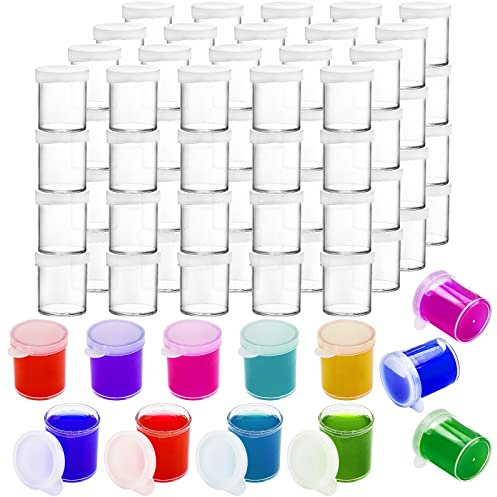 ZENFUN 100 Pack Mini Plastic Paint Cups, 0.85 Oz(25ml) Paint Container Pots, Small Clear Paint Containers with Lids, Reusable Paint Storage Jars for Art, Crafts, Schools, Studios