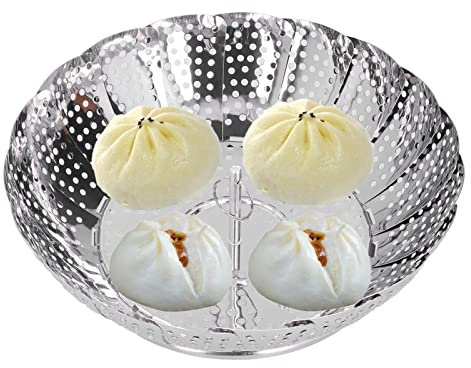Cesta de vapor Vaporera de verduras Rango Rejilla de vapor plegable Rejilla de vapor de acero inoxidable retráctil de 28 cm de diámetro para cocer al vapor Alimentos Vegetales