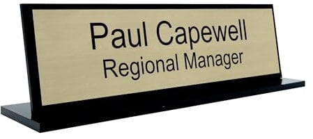 Personalised Office Desk Sign Name Plate Custom Modern Plaque Work Office Home Black Acrylic Base