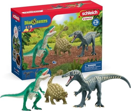 SCHLEICH 72203 | Dinosaurs Angriff des Dinosaurier Trios Dinosaurier Spielzeug ab 5 Jahre Dinosaurier Set aus 3 Dinosaurier Figuren | Dino Spielzeug Set | exklusiv bei Amazon