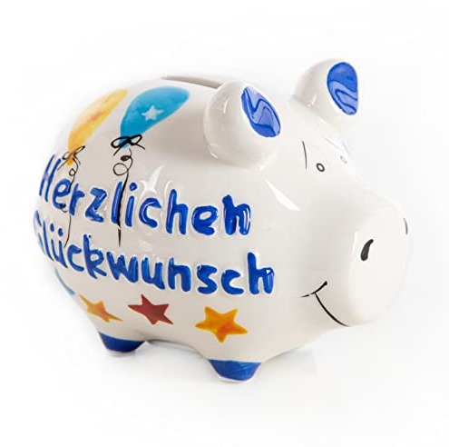 Logbuch-Verlag Sparschwein Herzlichen Glückwunsch 12,5 cm Spardose Geldgeschenk Geburtstag Kollegengeschenk Abschied Mann