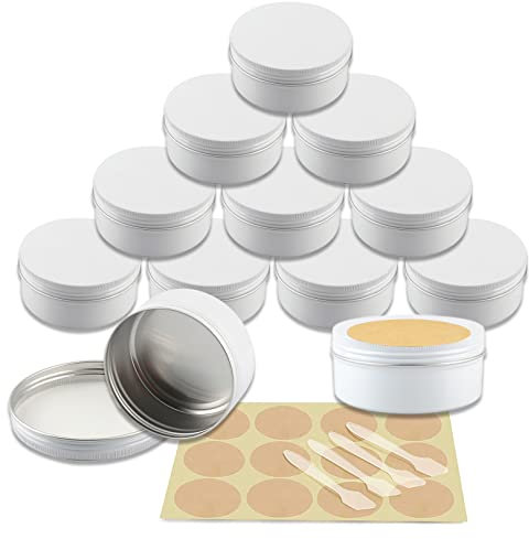 YANCAER 100 Stück 150ml - D83mm x H38mm Weiß Aluminium Leer Döschen, Rund Leere Dosen mit Schraubdeckel, Aluminium Blechdosen Klein Reise Tiegel, für lippenbalsam, Creme, Kerzen, Kosmetik