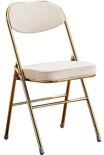 QMBHOZ Retro Skandinavisch Gepolsterter Klappstuhl, Bequemer Cord Klappstuhl, Ergonomischer Design Ereignisstuhl, Fürs Büro (Color : Beige White, S : 46 * 42 * 80cm)