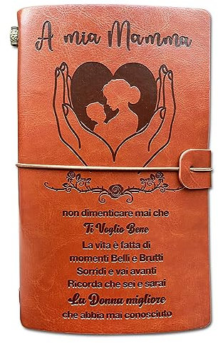 OMNIQI Geschenk für Mutter, originelles Geschenk für Mutter, Weihnachten, Muttertag, Geschenkideen, Zeitung Notizbuch aus Leder, Geschenk für Mutter, Schwiegermutter, Oma, Damen