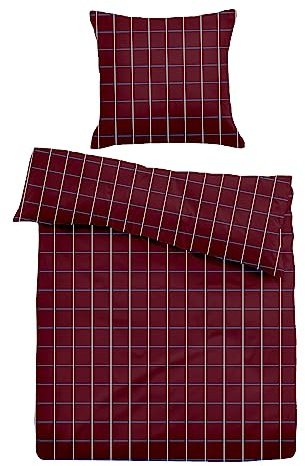 TOM TAILOR 0007715 Bettwäsche Garnitur mit Kopfkissenbezug Flanell TIME 1x 200x200 cm + 2X 80x80 cm, Barolo