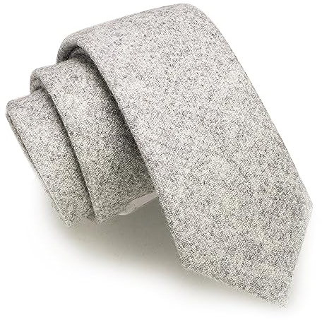 JEMYGINS Herren Schmale Krawatte aus Wolle 6CM - Modische Herren Wolle Krawatte in Schmalem Design mit klassischem Stil,grau