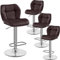 Yaheetech Barhocker 4er Set Höhenverstellbar 360°Drehbar Barstühle Küchenstühle mit Rückenlehne und Fußstütze, Barstuhl PU-Kunstleder Sitzhöhe 62,5 cm - 84,5 cm für die Küche, Braun