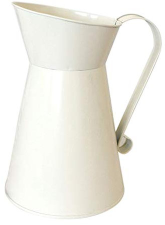 BYUTFA Vaso da fiori Rustico Bianco Annaffiatoio Brocca per il latte Vaso con manico Caffettiera a forma di Vaso da fiori Decorazioni per la casa vintage Forniture da giardinaggio