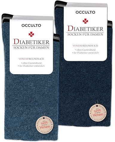 Occulto Calcetines Diabeticos para Mujer 10 pares (modello: Julia) mezcla azul 35-38