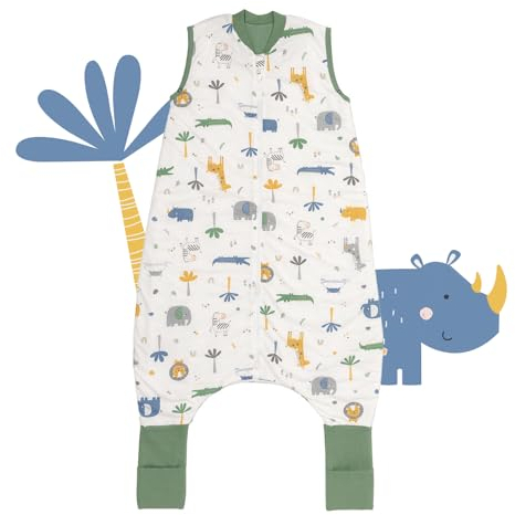 schlummersack Baby Schlafsack mit Füßen Sommer 1 Tog 60 cm dünn Dschungel | Schlafsack mit Beinen und verlängerten Bündchen für eine Körpergröße von 60-70cm | Schlafsack Baby Sommer Frühling