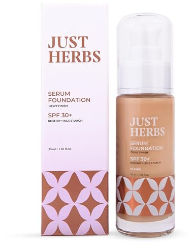 Green Velly Herbs Serum Foundation for Face Makeup with SPF30+ Dewy Finish Full Coverage Makeup Foundation For All Skin Types 20 ml