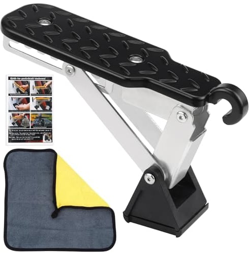 FAELNK Marchepied de Porte de Voiture Pliable Pedale Voiture avec Coussin Tampon Voiture Marchepieds pour Voiture SUV Accès Toit (Charge Max 250KG)