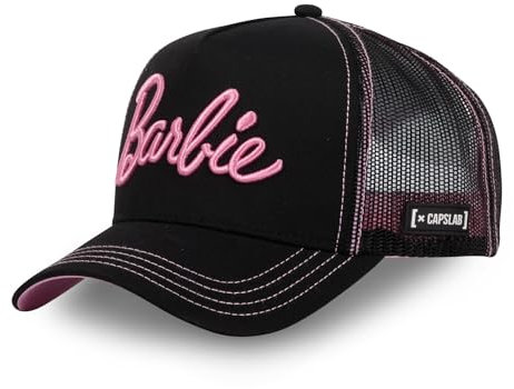 Casquette Femme Barbie, Casquette Trucker Ajustable et Originale, Noir, Rose, Taille TU